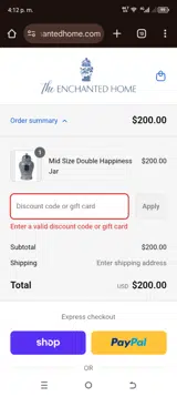 The Enchanted Home coupon verification screenshot