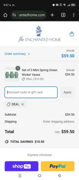 The Enchanted Home coupon verification screenshot