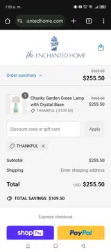 The Enchanted Home coupon verification screenshot