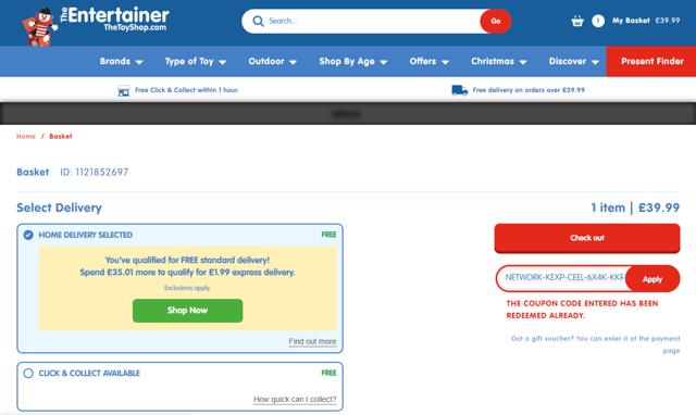 The Entertainer checkout page showing The Entertainer promo code box | Screenshot taken by SimplyCodes community member on Dec 9, 2024