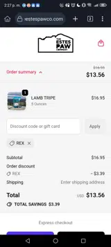 REX coupon verification screenshot