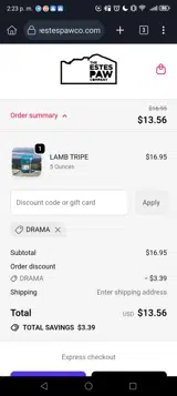 DRAMA coupon verification screenshot