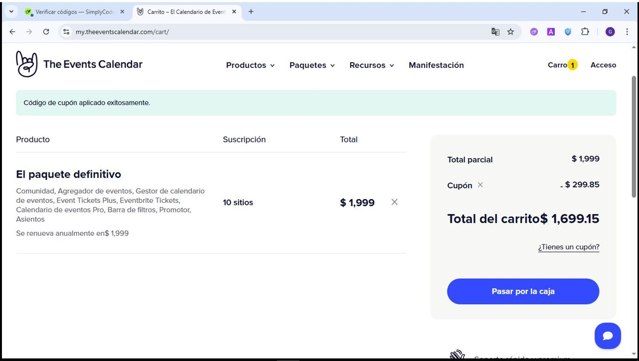The Events Calendar checkout page showing The Events Calendar coupon code box | Screenshot taken by SimplyCodes community member on Jun 17, 2025