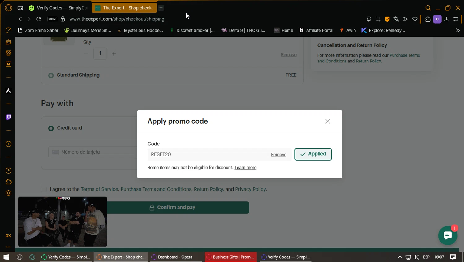 The Expert checkout page showing The Expert promo code box | Screenshot taken by SimplyCodes community member on Aug 27, 2025