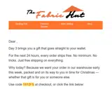 The Fabric Hut coupon verification screenshot