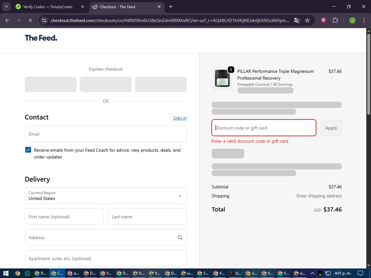 The Feed discount code screenshot showing code SINGLETRACK applied at The Feed checkout page. Uploaded by SimplyCodes community member LilBaby on Nov 24, 2025