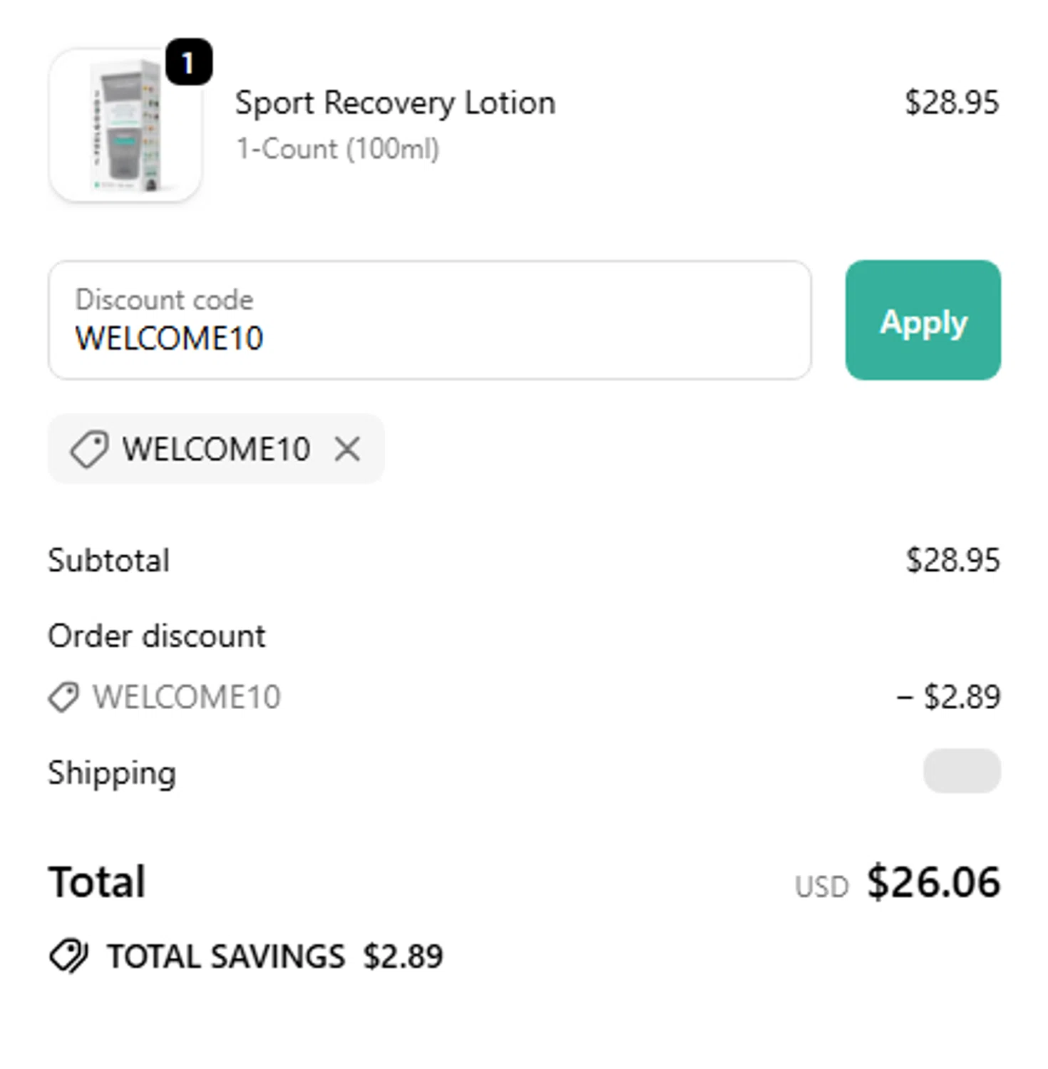 The Feel Good Lab promo code screenshot showing code WELCOME10 applied at The Feel Good Lab checkout page. Uploaded by SimplyCodes community member mariosemeco on Sep 19, 2025