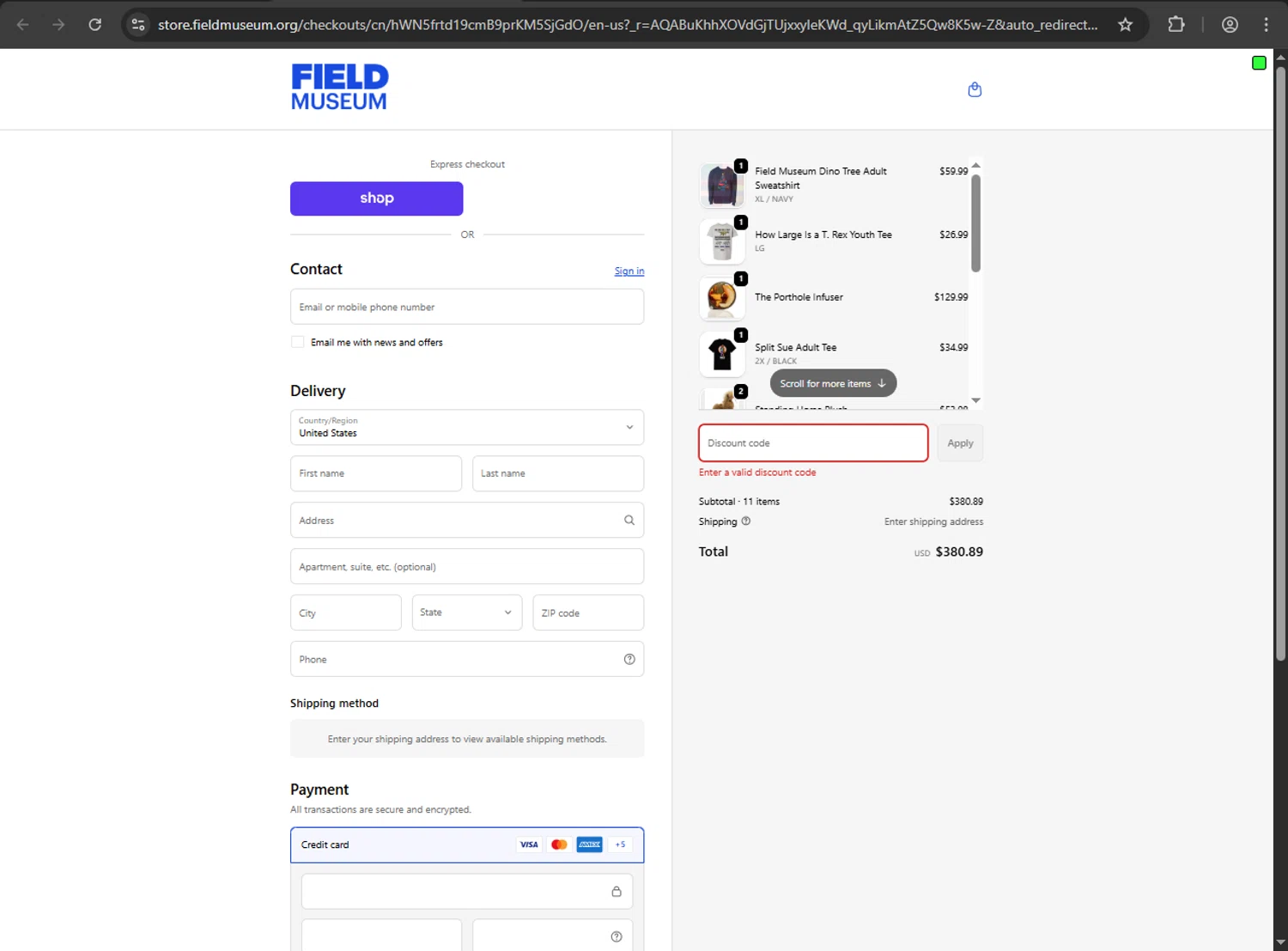 The Field Museum promo code screenshot showing code FIELD15 applied at The Field Museum checkout page. Uploaded by SimplyCodes community member nikelson on Nov 24, 2025