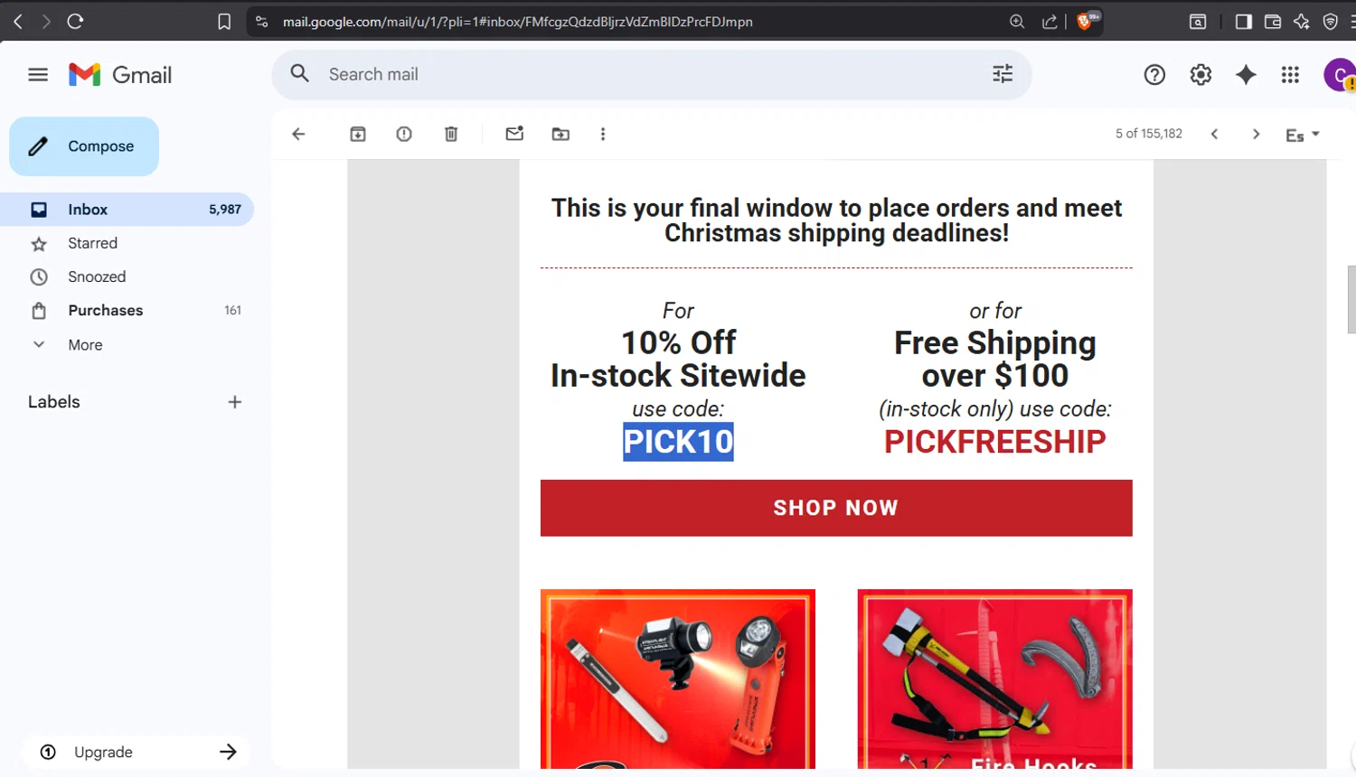 TheFireStore coupon code screenshot showing code PICK10 applied at TheFireStore checkout page. Uploaded by SimplyCodes community member crischidy25 on Dec 8, 2025