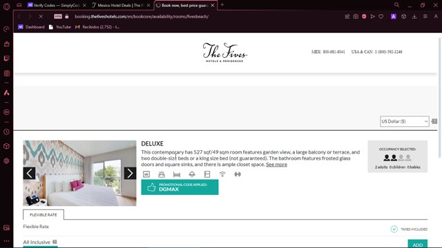 The Fives Hotels checkout page showing The Fives Hotels promo code box | Screenshot taken by SimplyCodes community member on Apr 12, 2024
