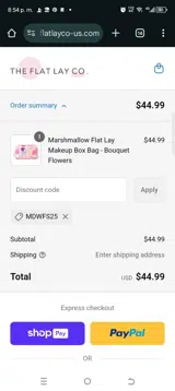 The Flat Lay Co US coupon verification screenshot