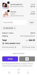 HELLOFLEX coupon verification screenshot