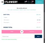 The Flowery coupon verification screenshot