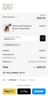 The Foxy Kind coupon verification screenshot