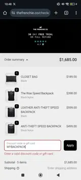 MYBACKPACK coupon verification screenshot