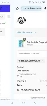 THE.SWEET.FOODIE_15 coupon verification screenshot