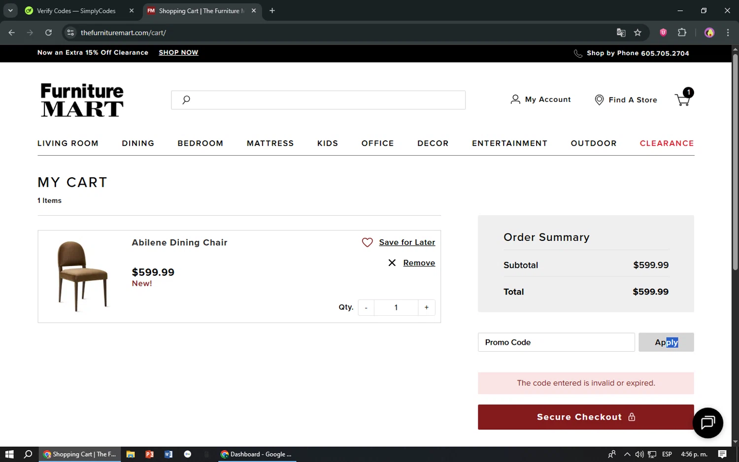 The Furniture Mart promo code screenshot showing code DOORBUSTERS applied at The Furniture Mart checkout page. Uploaded by SimplyCodes community member TreasureShopper9156 on Aug 31, 2025