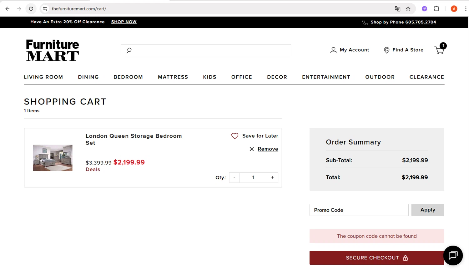 The Furniture Mart promo code screenshot showing code REDTAG applied at The Furniture Mart checkout page. Uploaded by SimplyCodes community member VictoriaMoyeda on Dec 9, 2025