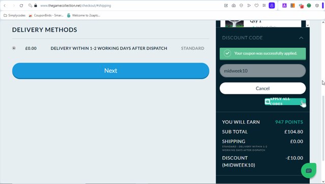 The Game Collection checkout page showing The Game Collection discount code box | Screenshot taken by SimplyCodes community member on Feb 26, 2025