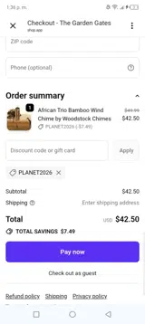 PLANET2026 coupon verification screenshot