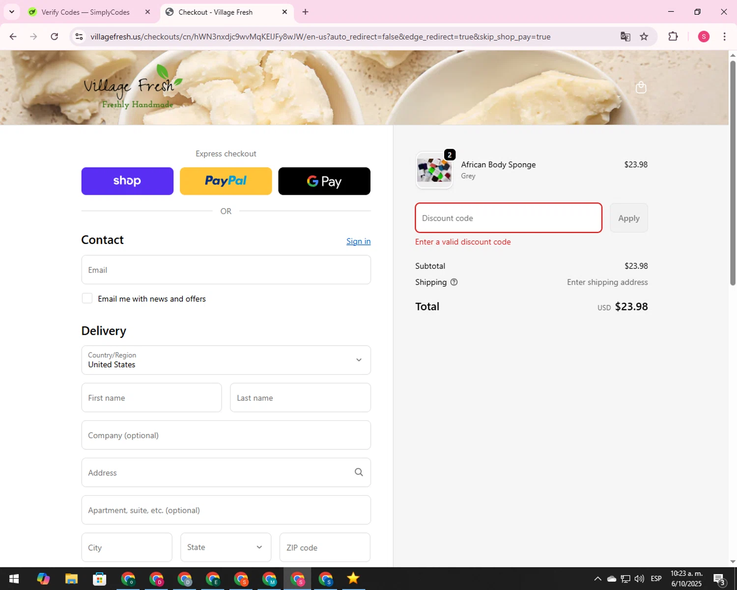 The Gift Card Shop promo code screenshot showing code welcomeback applied at The Gift Card Shop checkout page. Uploaded by SimplyCodes community member 00000056 on Oct 6, 2025