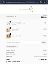 The Golden Secrets coupon verification screenshot