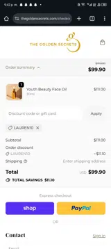 The Golden Secrets coupon verification screenshot