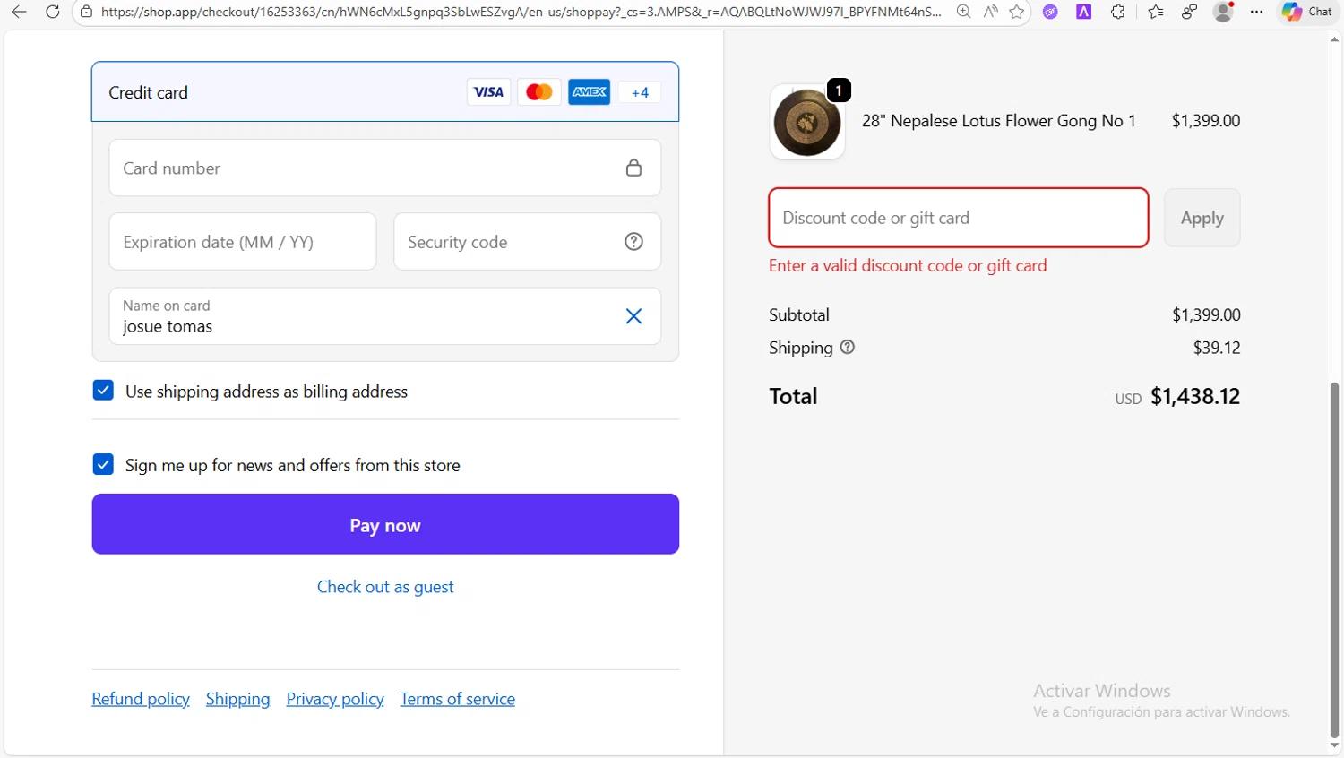 The Gong Shop discount code screenshot showing code HandGong applied at The Gong Shop checkout page. Uploaded by SimplyCodes community member VoucherWhiz9254 on Dec 19, 2025