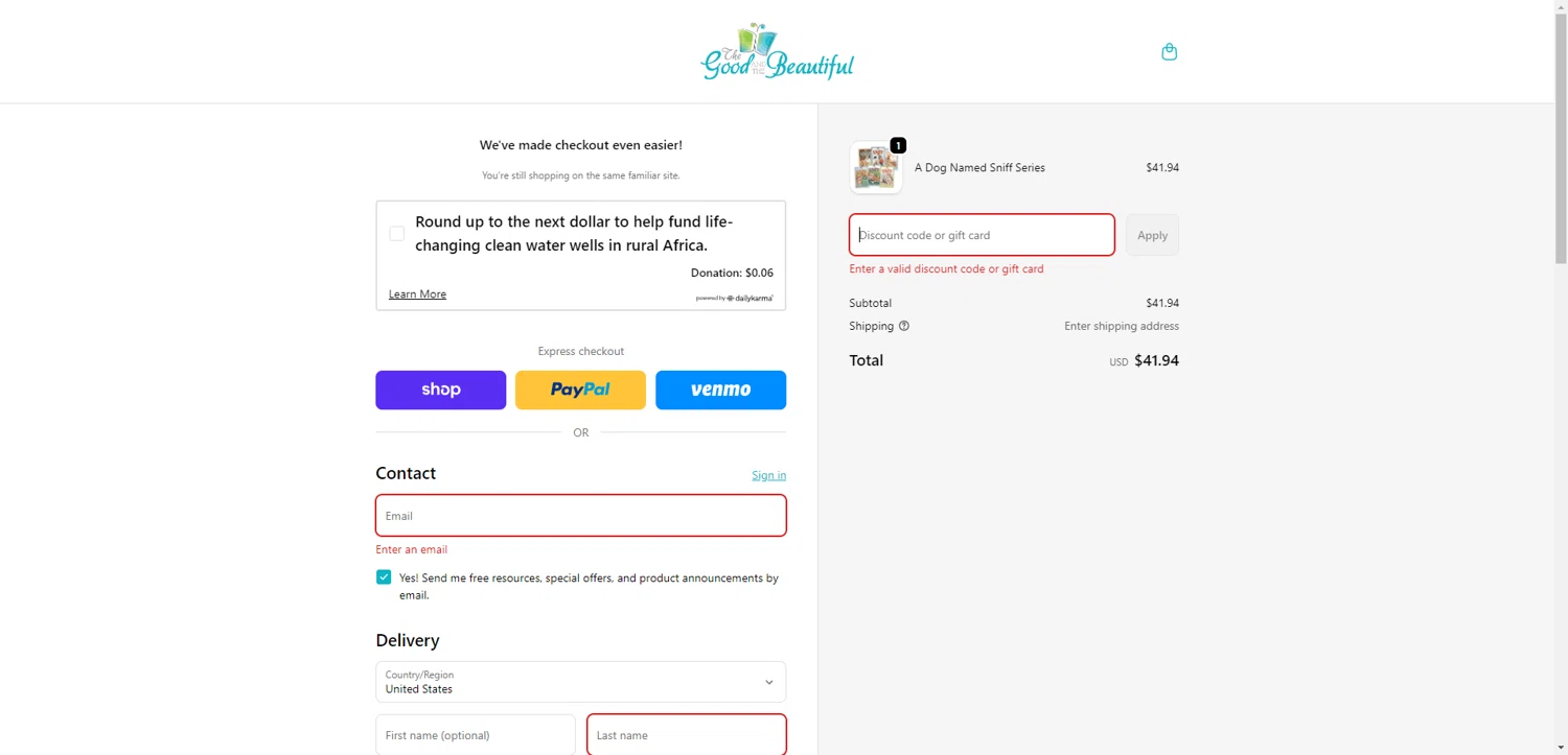 The Good and the Beautiful promo code screenshot showing code $15OFFSHIPPINGAPPLIED! applied at The Good and the Beautiful checkout page. Uploaded by SimplyCodes community member BrilliantRanger9984 on Dec 22, 2025