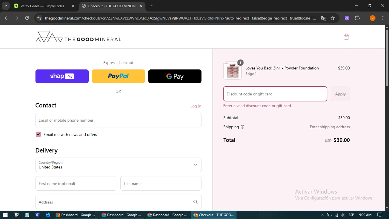 THE GOOD MINERAL promo code screenshot showing code MOM33 applied at THE GOOD MINERAL checkout page. Uploaded by SimplyCodes community member CleverSpotter4192 on Jun 5, 2025