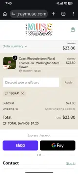 15GRAY coupon verification screenshot