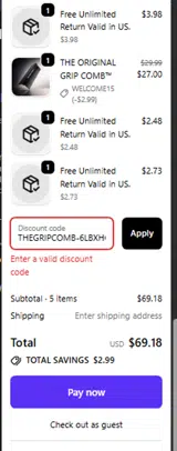 THEGRIPCOMB-6LBXHC coupon verification screenshot