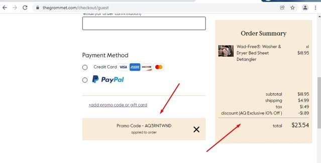 The Grommet checkout page showing The Grommet promo code box | Screenshot taken by SimplyCodes community member on Dec 18, 2021