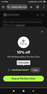 YG93PQ4YQ93PY coupon verification screenshot