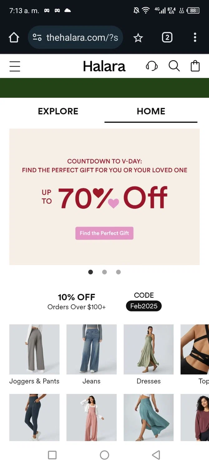 HALARA coupon code screenshot showing code EMILY applied at HALARA checkout page. Uploaded by SimplyCodes community member Junniorduno on Feb 5, 2025