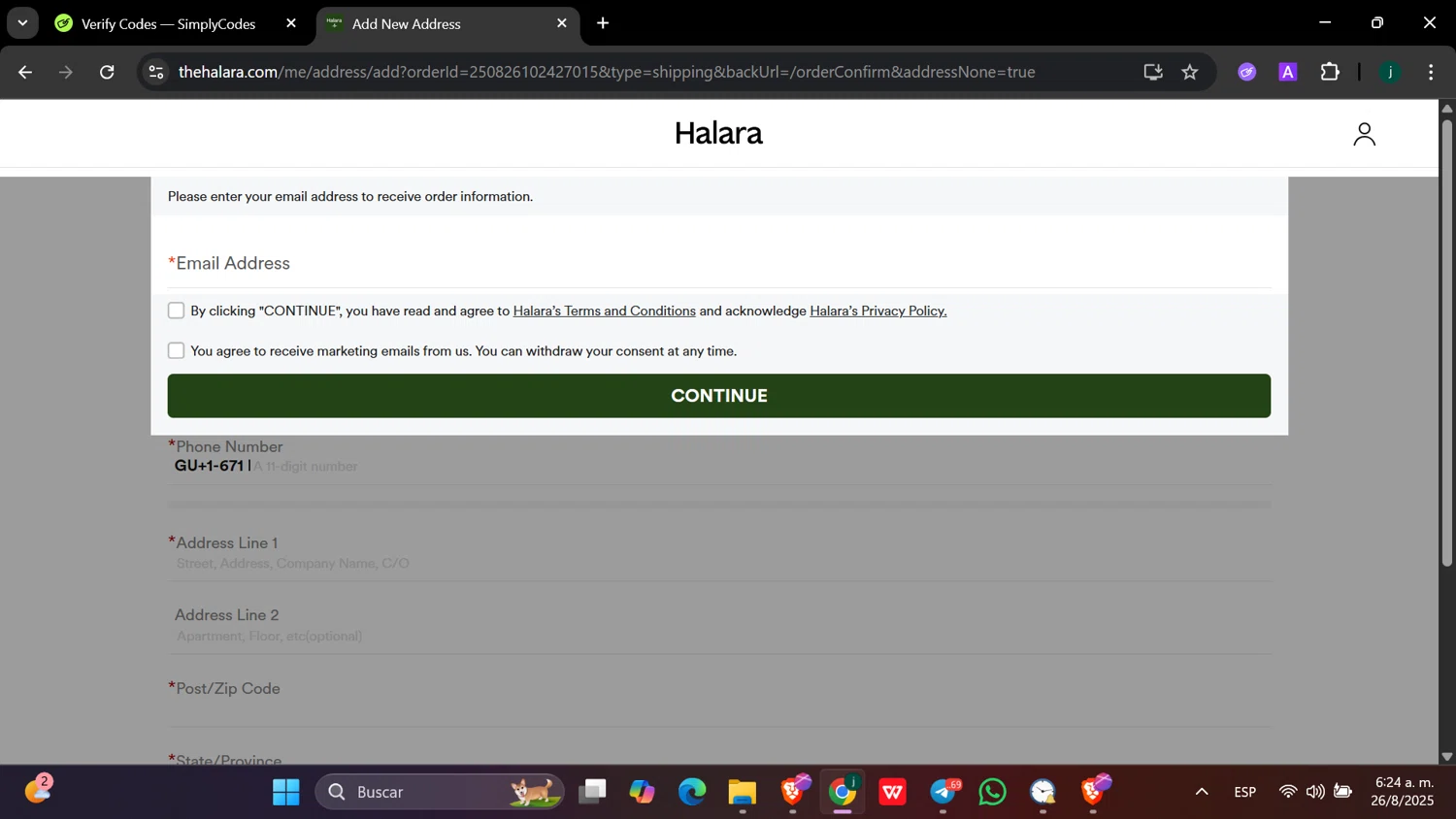HALARA coupon code screenshot showing code LARA applied at HALARA checkout page. Uploaded by SimplyCodes community member hanzell03 on Aug 26, 2025