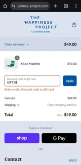 GIFT10 coupon verification screenshot