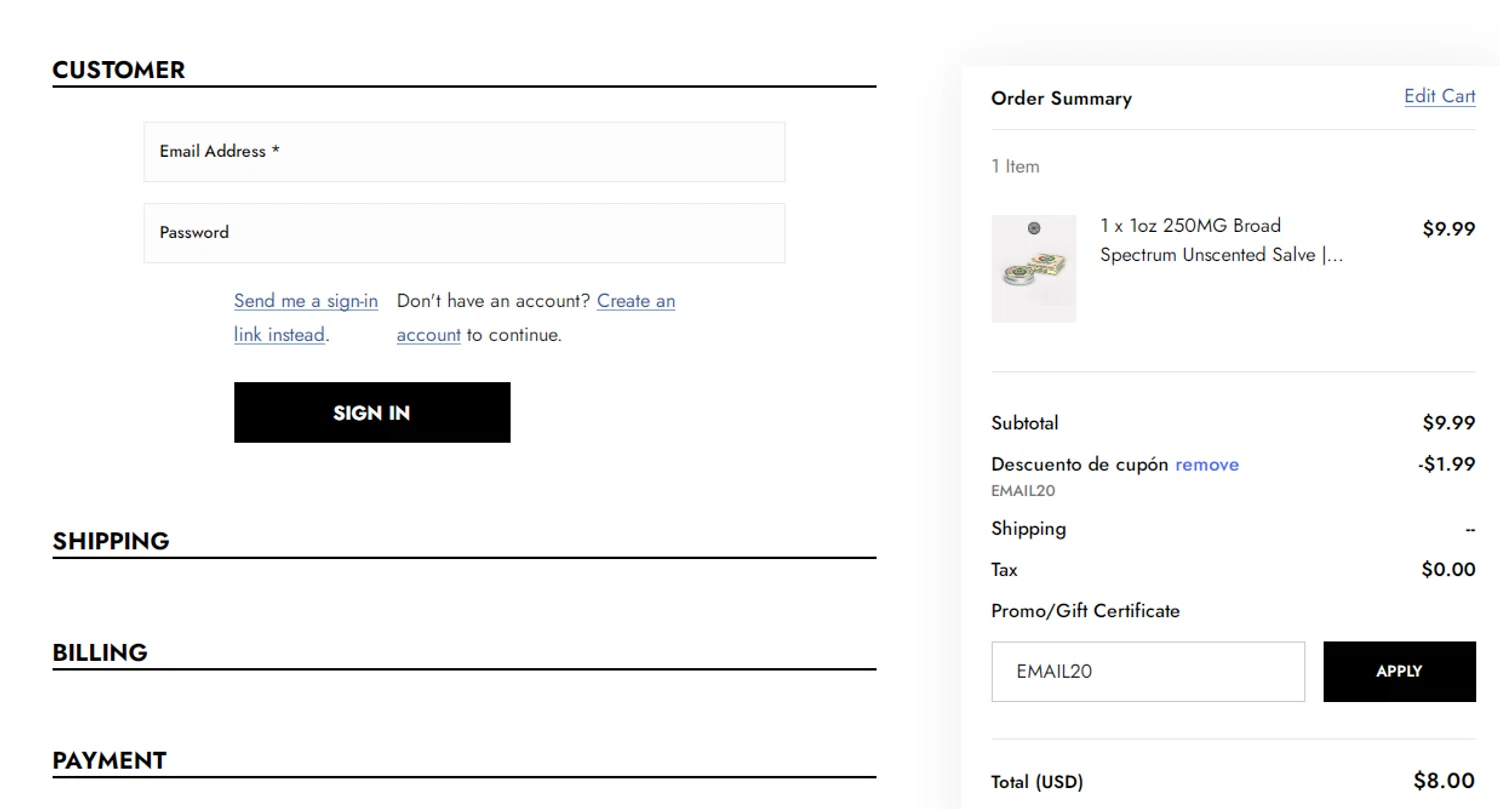 The Helping Friendly Salve checkout page showing The Helping Friendly Salve promo code box | Screenshot taken by SimplyCodes community member on Sep 1, 2024