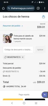 SIGNUP15 coupon verification screenshot