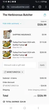 The Herbivorous Butcher coupon verification screenshot