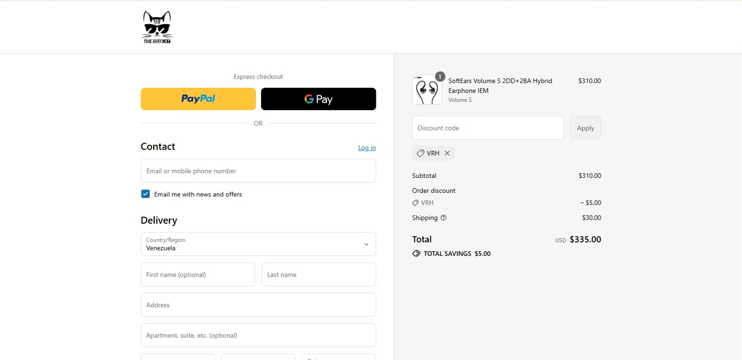 The HiFi Cat discount code screenshot showing code VRH applied at The HiFi Cat checkout page. Uploaded by SimplyCodes community member Alydrop on Jul 9, 2025