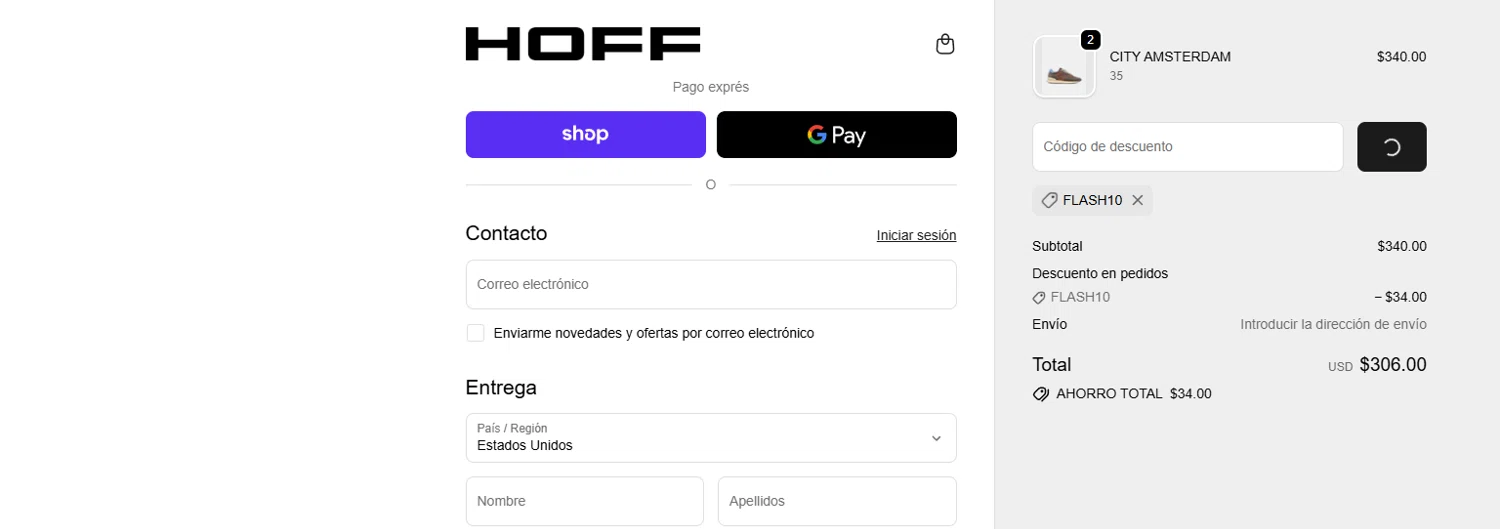 HOFF checkout page showing HOFF discount code box | Screenshot taken by SimplyCodes community member on Feb 13, 2026