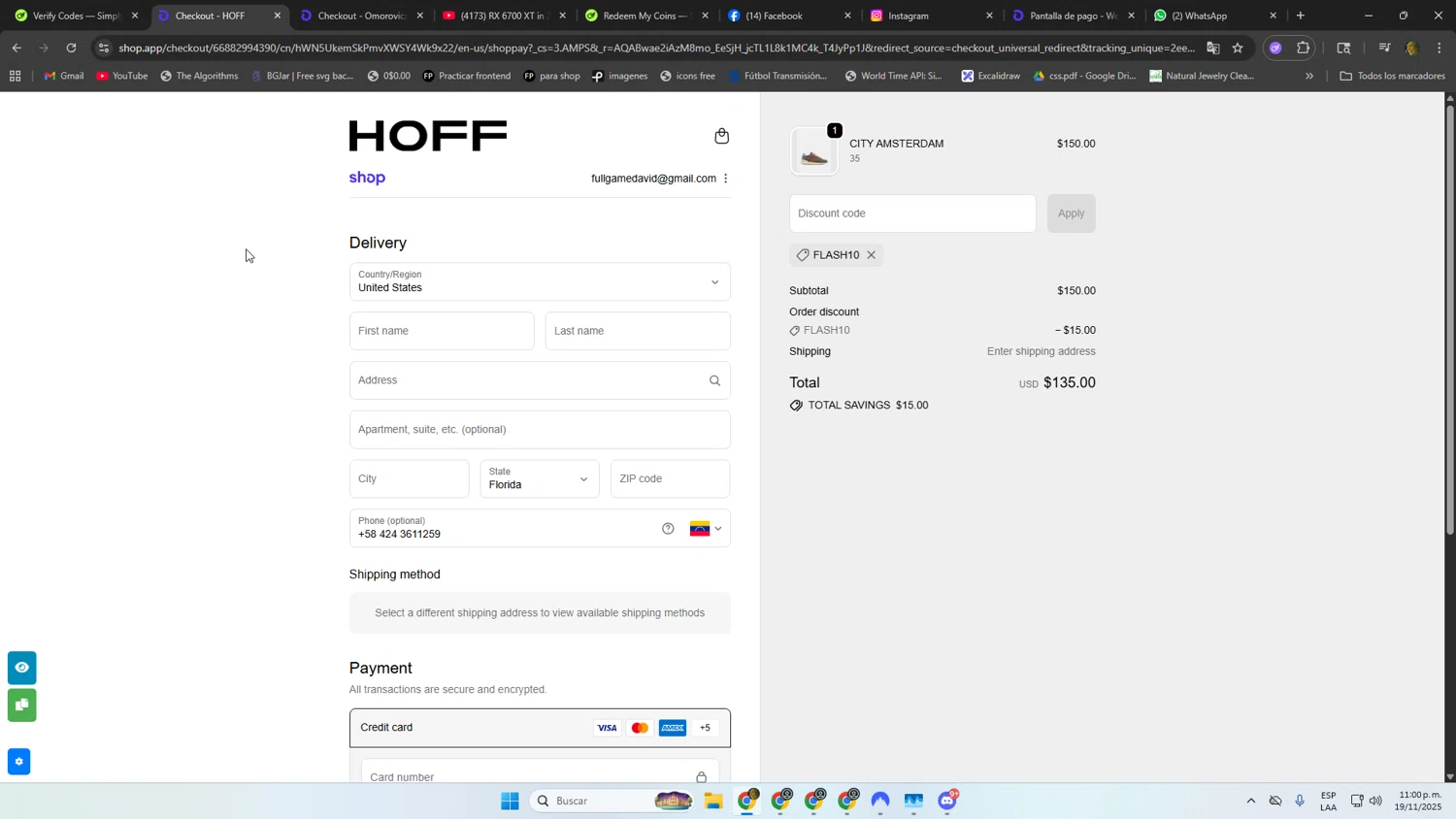 HOFF discount code screenshot showing code FLASH10 applied at HOFF checkout page. Uploaded by SimplyCodes community member DonPollito on Nov 20, 2025