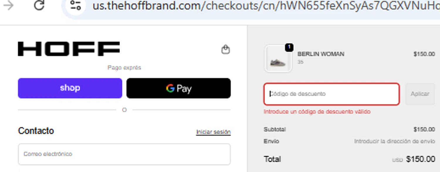 HOFF discount code screenshot showing code bf10 applied at HOFF checkout page. Uploaded by SimplyCodes community member PennyOwl2559 on Dec 5, 2025
