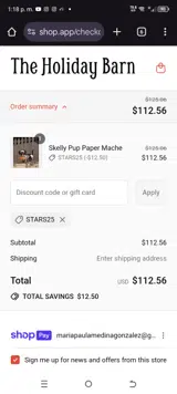 STARS25 coupon verification screenshot