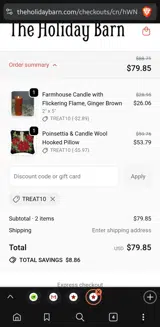 TREAT10 coupon verification screenshot