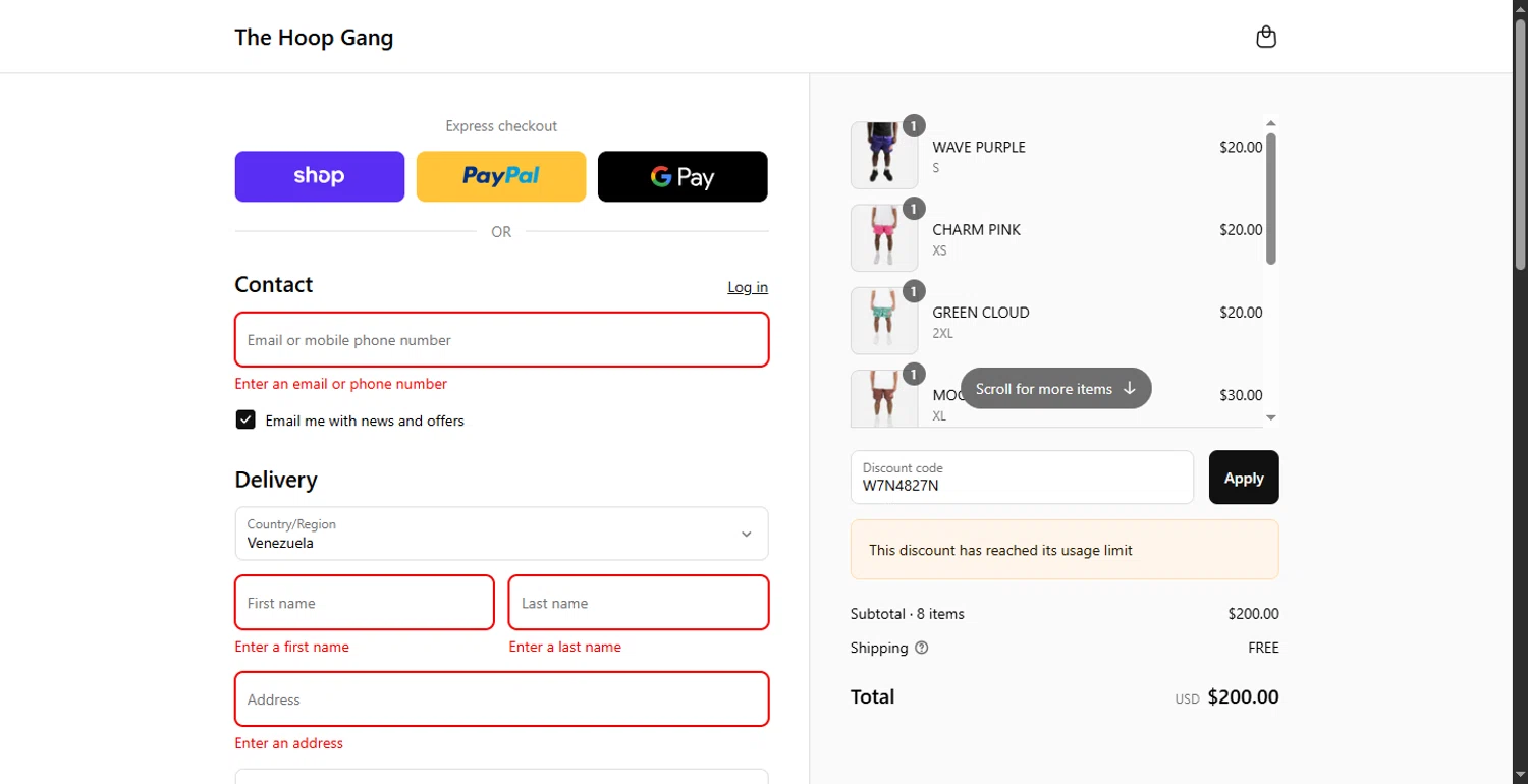 The Hoop Gang discount code screenshot showing code W7N4827N applied at The Hoop Gang checkout page. Uploaded by SimplyCodes community member PennyOwl696 on Sep 3, 2025