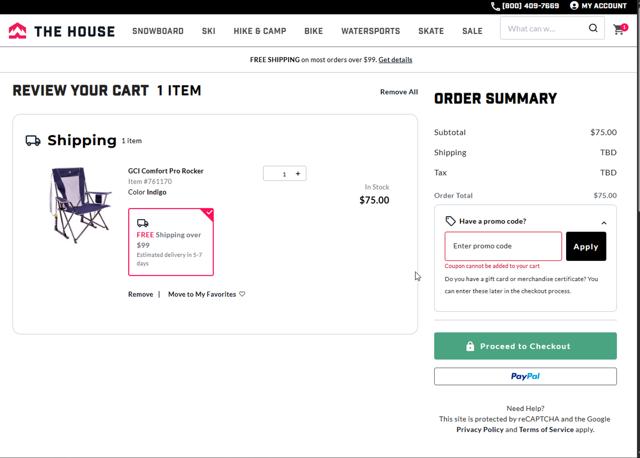The-House.com checkout page showing The-House.com discount code box | Screenshot taken by SimplyCodes community member on Jul 26, 2025