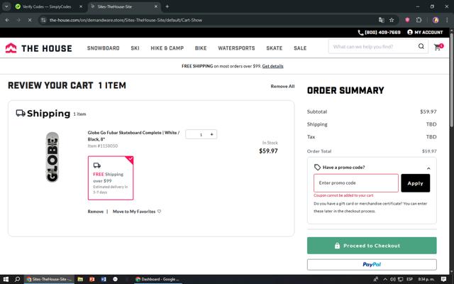 The-House.com checkout page showing The-House.com discount code box | Screenshot taken by SimplyCodes community member on Sep 6, 2025
