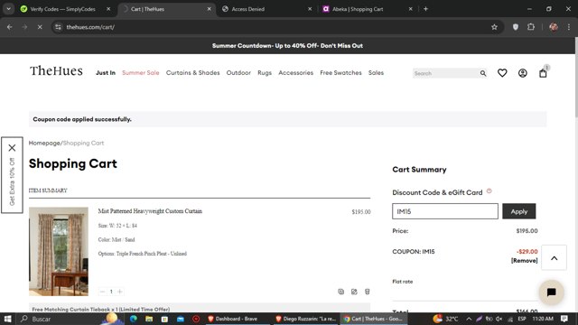 The Hues checkout page showing The Hues promo code box | Screenshot taken by SimplyCodes community member on Aug 19, 2024